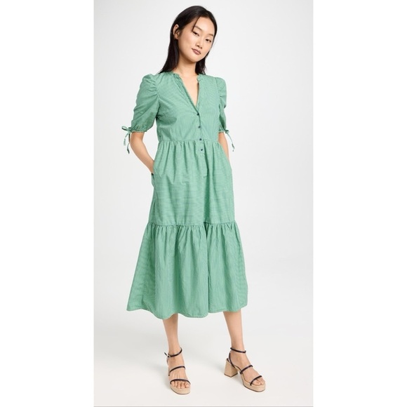 NATION LTD. Anthropologie Green Dustin Romantic Midi Dress Size Small - Picture 3 of 14